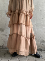 milk brown tiered chiffon dress