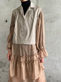 milk brown tiered chiffon dress