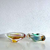 70's Český glass ash tray - multi color