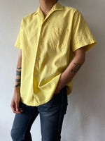 60's Nice yellow open collar shirt. Dead stock!!