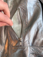 NAF NAF silver leather biker jkt