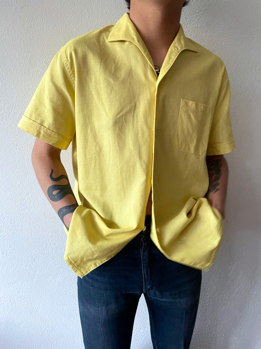 60's Nice yellow open collar shirt