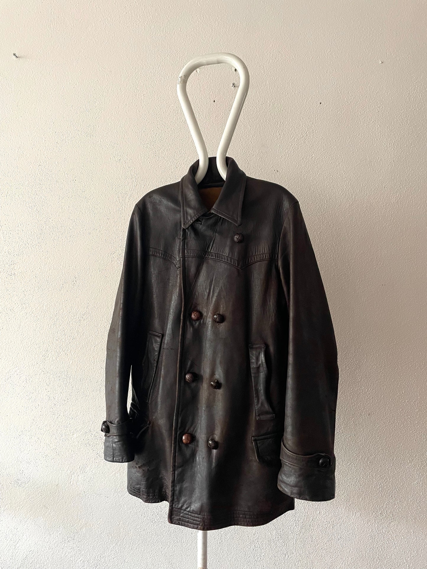 40's-50's Germany motorcycle leather coat