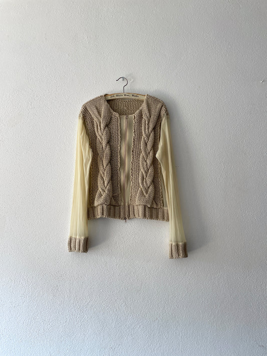 mesh net and cable knit