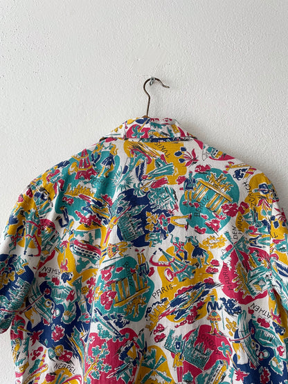 50s-60s Open collar shirt