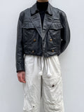 1980s German police cropped leather jkt