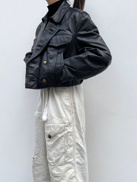 1980s German police cropped leather jkt