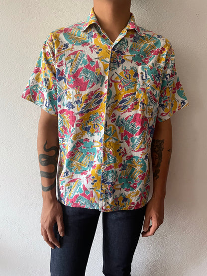 50s-60s Open collar shirt