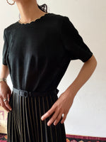 70-80's Black Gold pleated dress, made in England