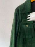 70's beautiful green leather suede.