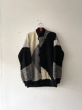 80's hand knitted wool blouson with great pattern