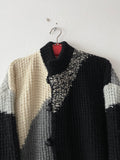80's hand knitted wool blouson with great pattern