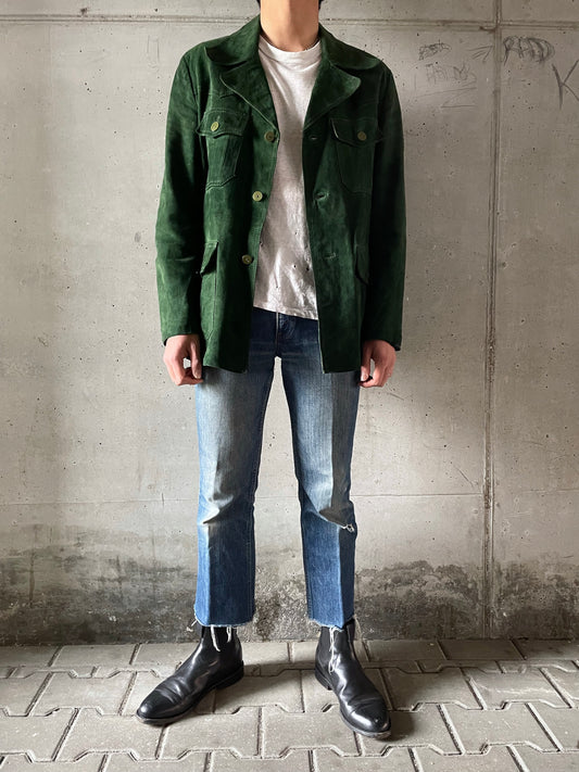 70's beautiful green leather suede.