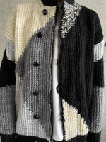 80's hand knitted wool blouson with great pattern