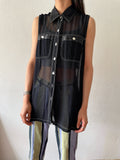 90's sheer sleeveless shirt