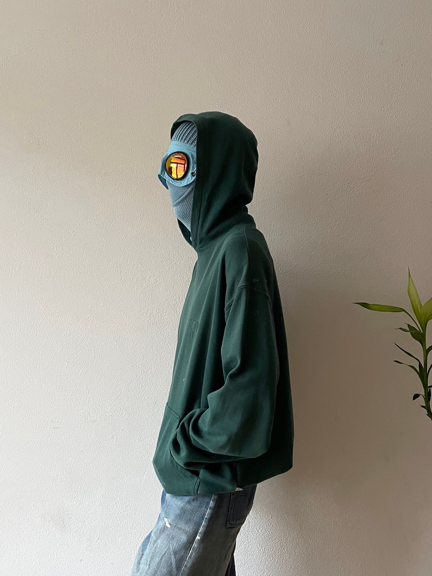 90s Hoodie green -L-