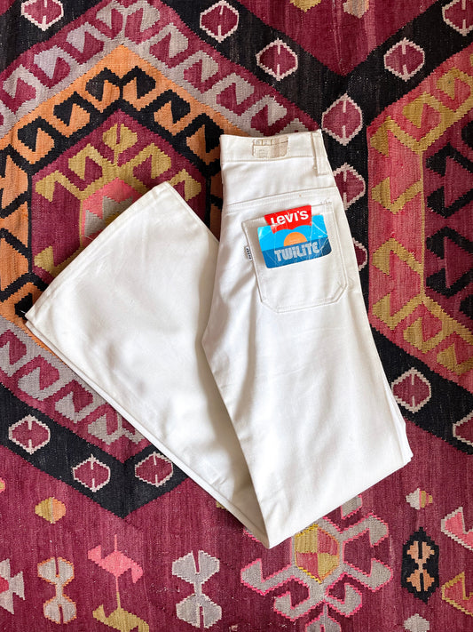 ~70's LEVI'S Twilite big E cotton flare trouser dead stock