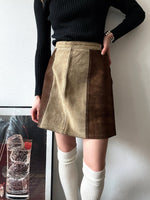 suede leather mini skirt bicolor wrap 巻きスカート レザー レザースカート ミニスカート ミニ ヴィンテージ スエード スウェード バイカラー ツートーン