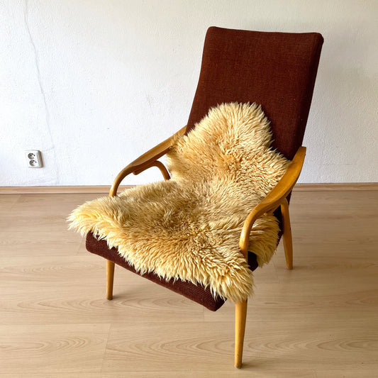 Bright yellow mouton rug