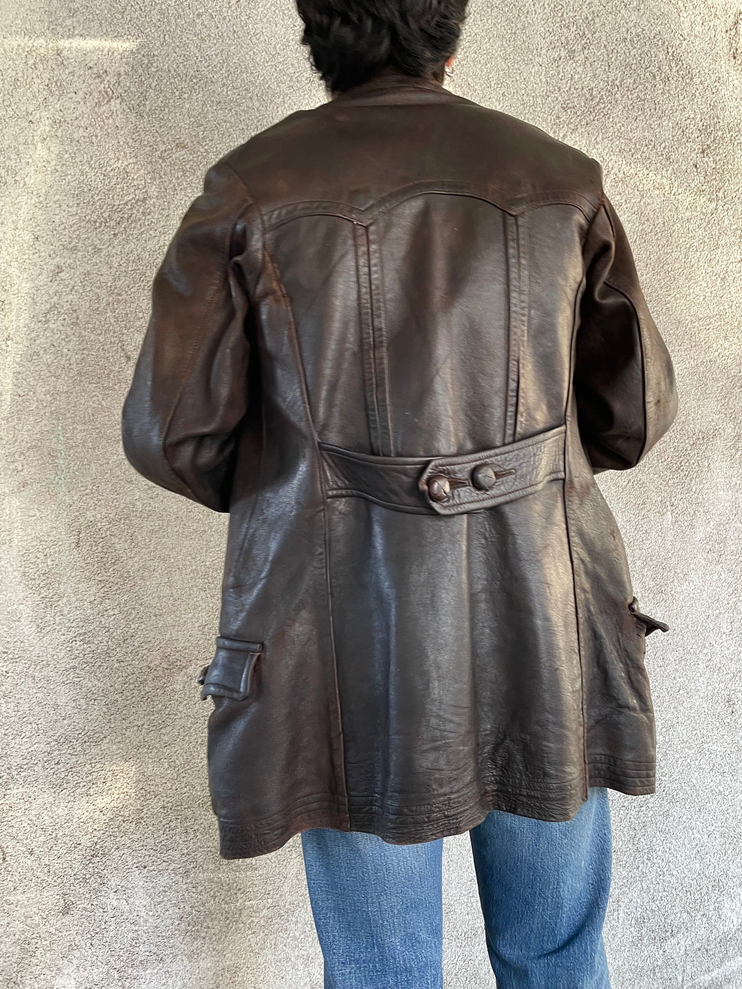 40's-50's Germany motorcycle leather coat