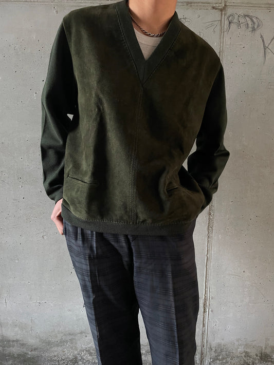 60's leather and knit pullover