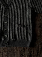 striped knit cardigan black