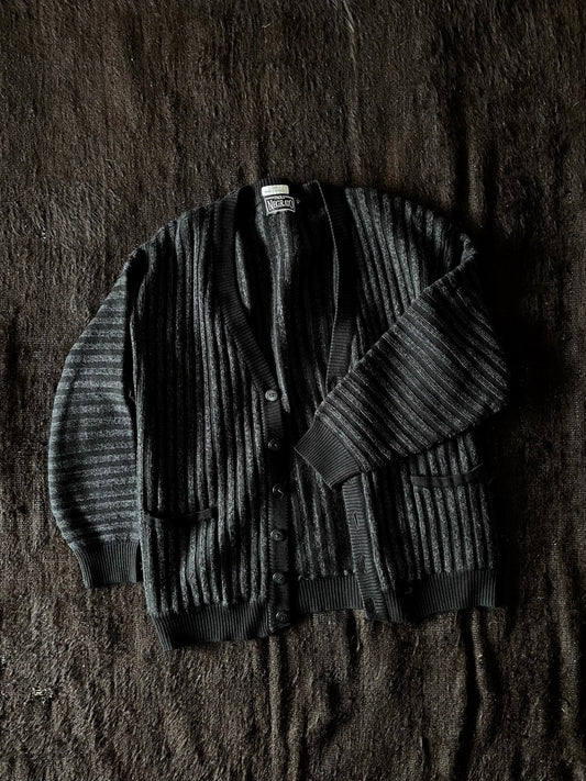 striped knit cardigan black