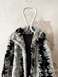 abstract monotone modacryl fur coat