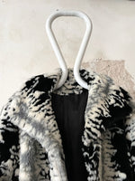 abstract monotone modacryl fur coat