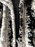 abstract monotone modacryl fur coat