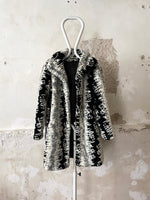 abstract monotone modacryl fur coat