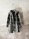 abstract monotone modacryl fur coat