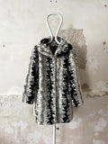 abstract monotone modacryl fur coat