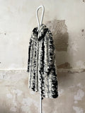 abstract monotone modacryl fur coat