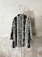 abstract monotone modacryl fur coat