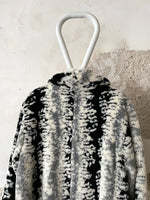 abstract monotone modacryl fur coat