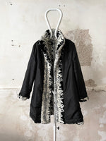 abstract monotone modacryl fur coat