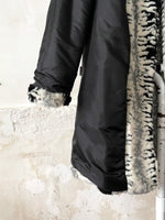 abstract monotone modacryl fur coat