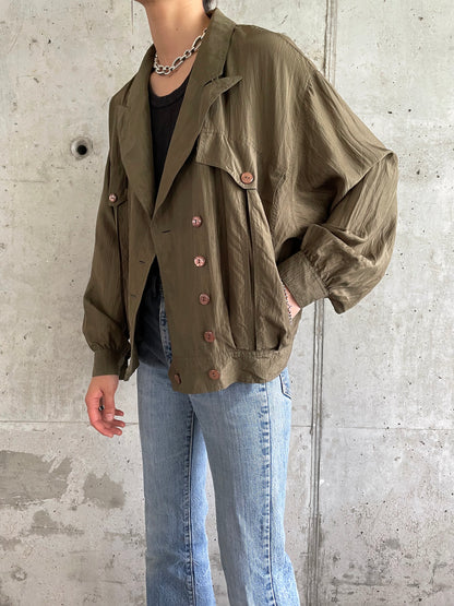 olive silk shirt jacket