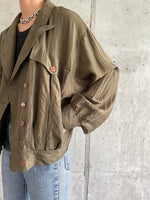 olive silk shirt jacket