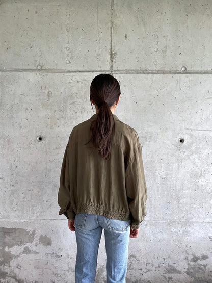 olive silk shirt jacket