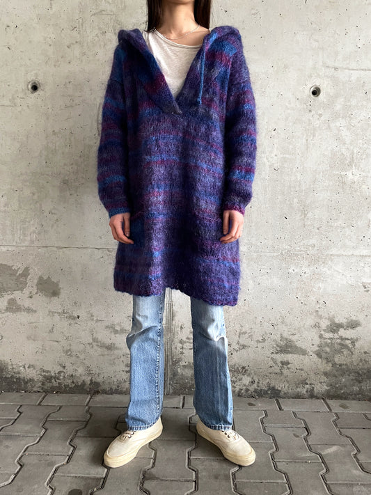 handmade mohair mix big hooded jumper