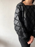 90's leather patchwork black top