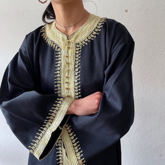 black and gold kaftan dress