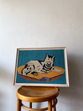 Vintage hand woven funny cat.