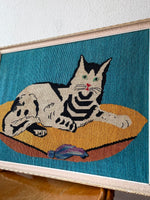 Vintage hand woven funny cat.