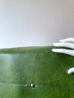 70's green leather travel bag