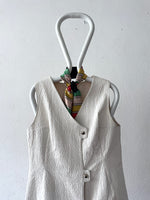 70's white leather vest