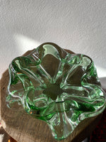 Bohemia glass ash tray, bowl - green