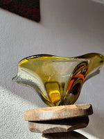 チェコガラス チェコグラス ボヘミアガラス ボヘミアン チェコ 東欧 ガラス トレイ ボウル オブジェ Czechoslovakia Czech Bohemia glass tray bowl object vintage 60s